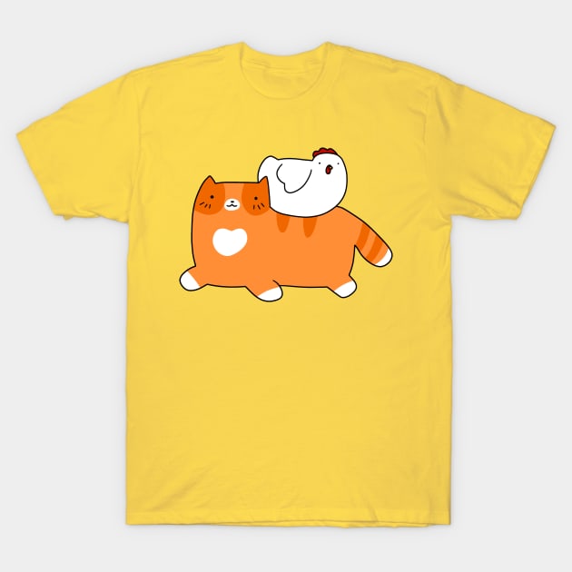 Orange Tabby and Chicken T-Shirt by saradaboru